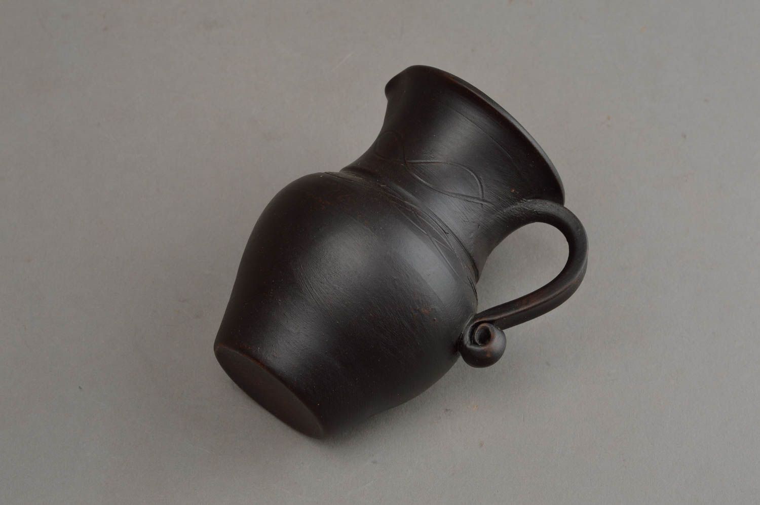 3,5 oz ceramic black miniature pitcher with handle 0,4 lb photo 4