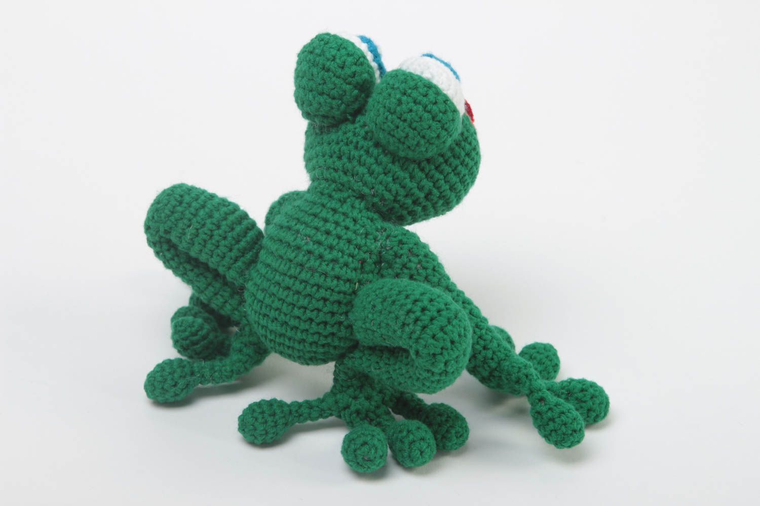 Мягкая игрушка ручной работы игрушка крючком детская игрушка зеленая лягушка фото 4