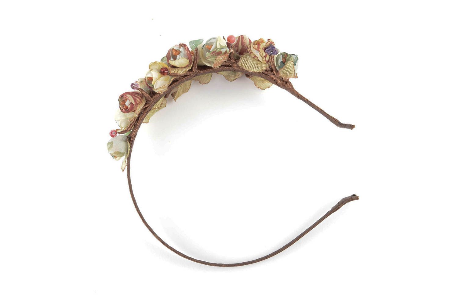 Serre-tête fleurs fait main Accessoire cheveux métal tissu Cadeau original photo 5