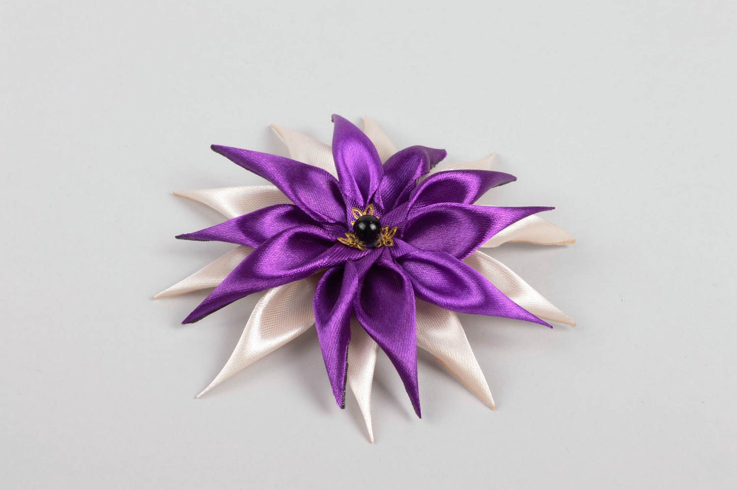 Фиолетовое украшение ручной работы заколка с цветком аксессуар для волос фото 2