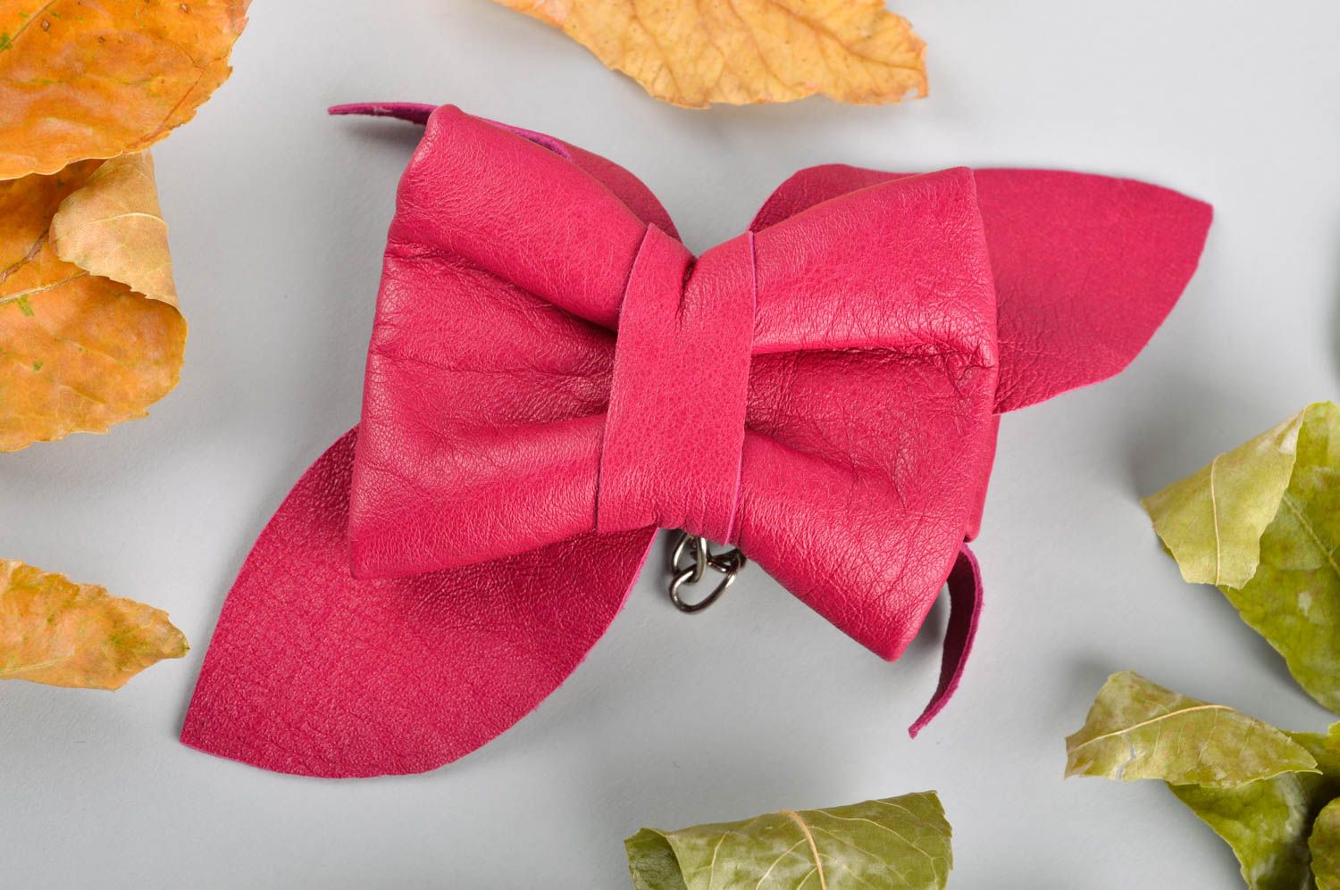 Bracelet noeud rose Bijou fait main en vrai cuir original Cadeau pour femme photo 1