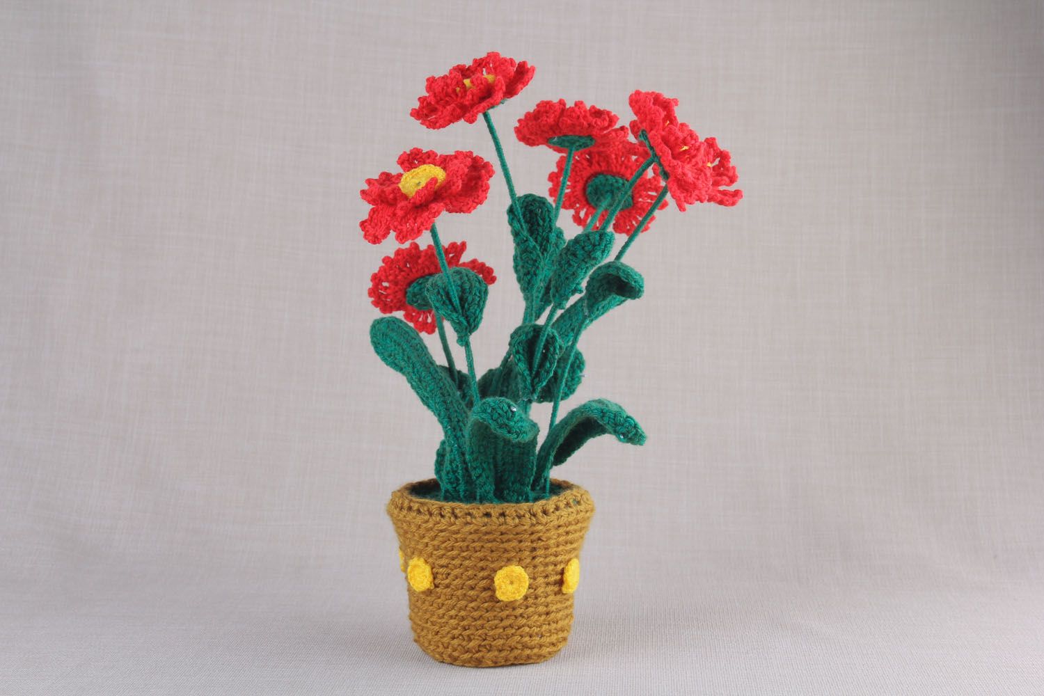 Fleur en pot artificielle gerbera faite main photo 1