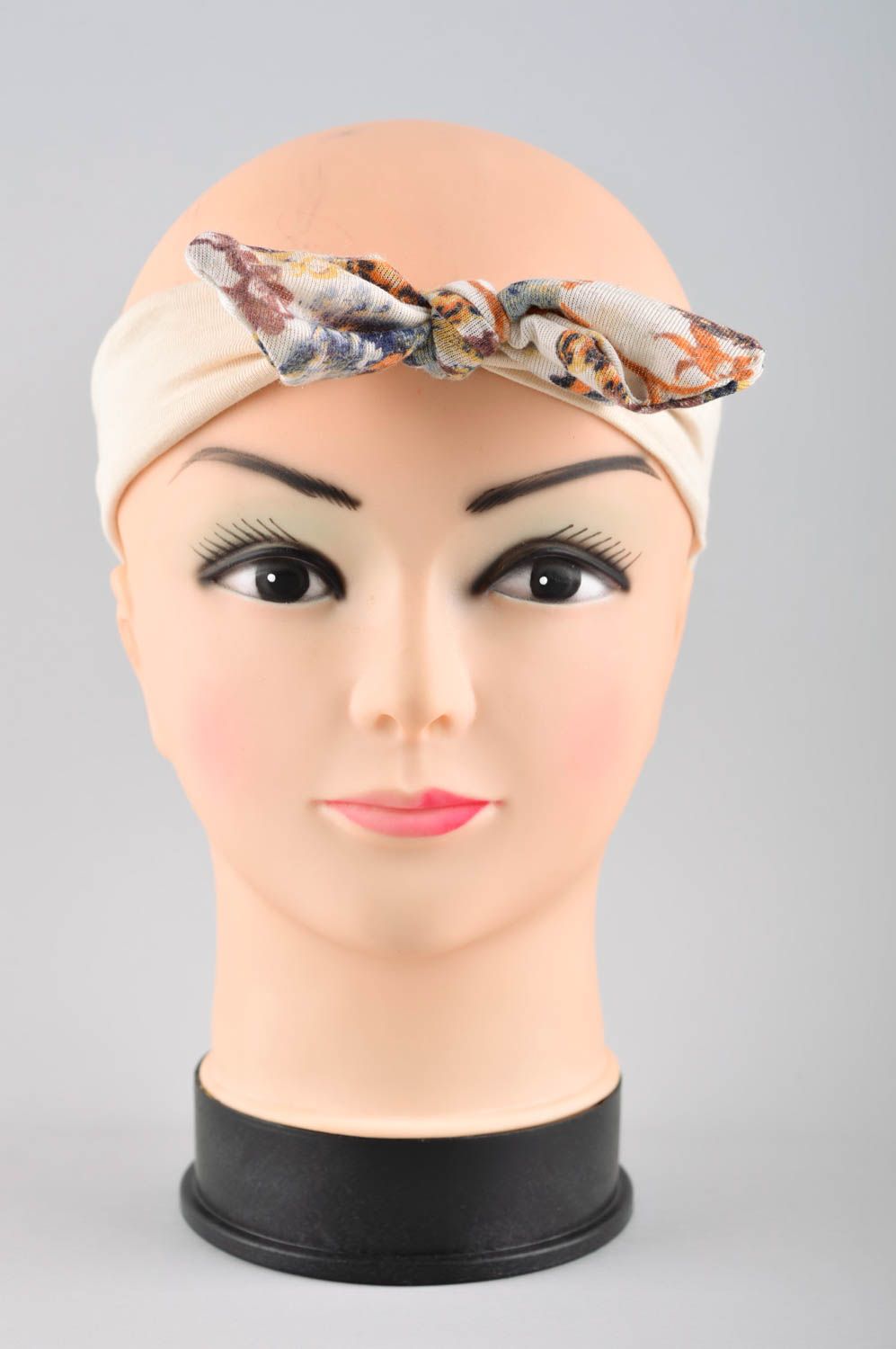 Beige Haarband Schleife handmade Accessoire für Kinder Mädchen Haarschmuck  foto 2