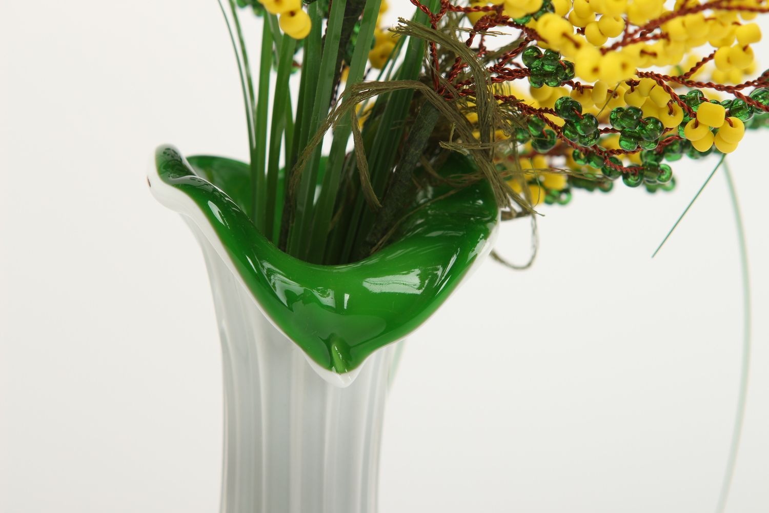 Flores de abalorios hechos a mano mimosas artificiales elemento decorativo foto 3