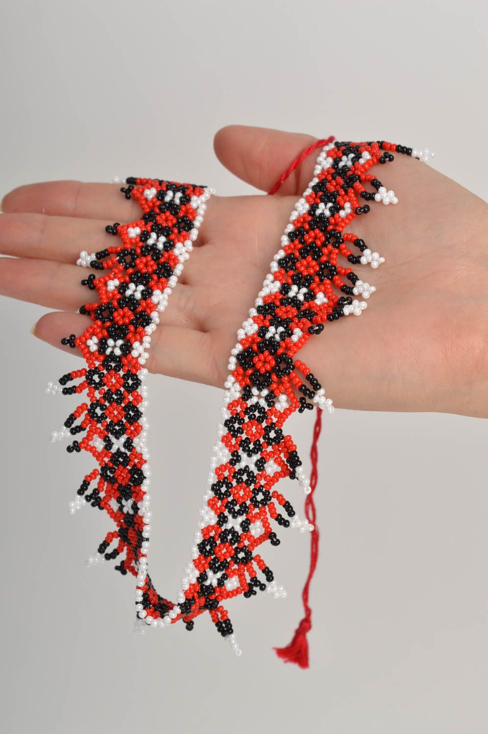 Collier perles rocaille Bijou fait main rouge bel original Accessoire femme photo 2