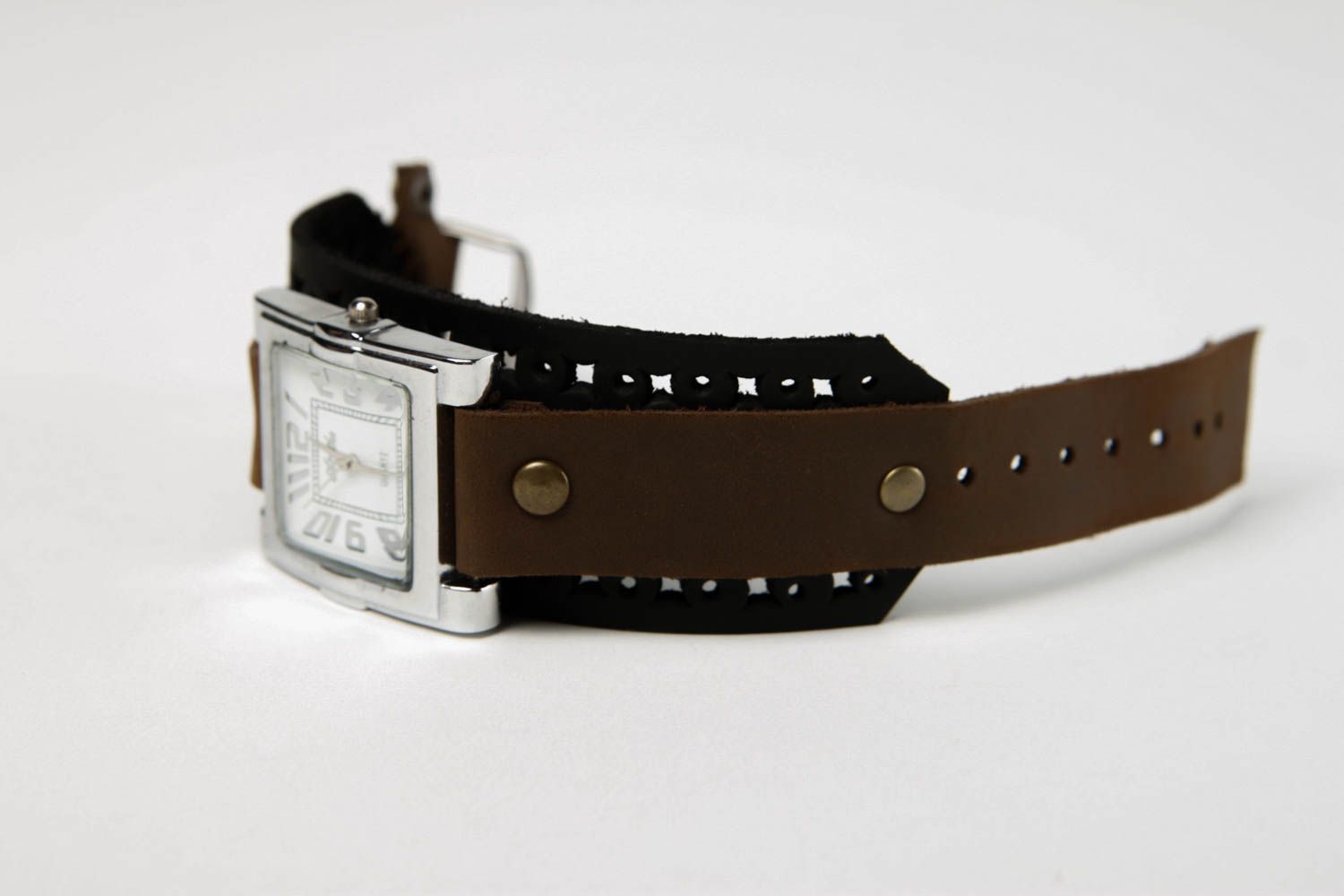 Beautiful handmade leather bracelet watch bands leather goods handmade gifts photo 5