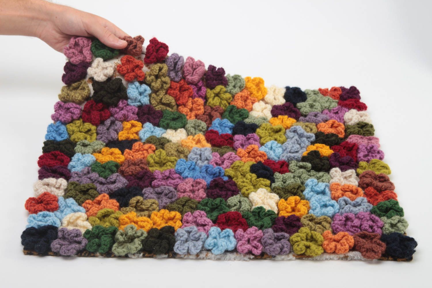 Alfombra floral al crochet hecha a mano decoración de casa regalo original   foto 4