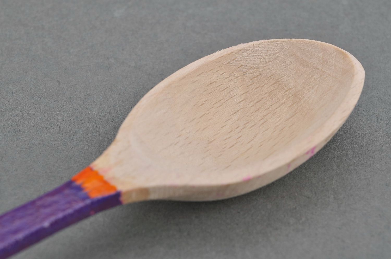 Wooden teaspoon with purple handle photo 2