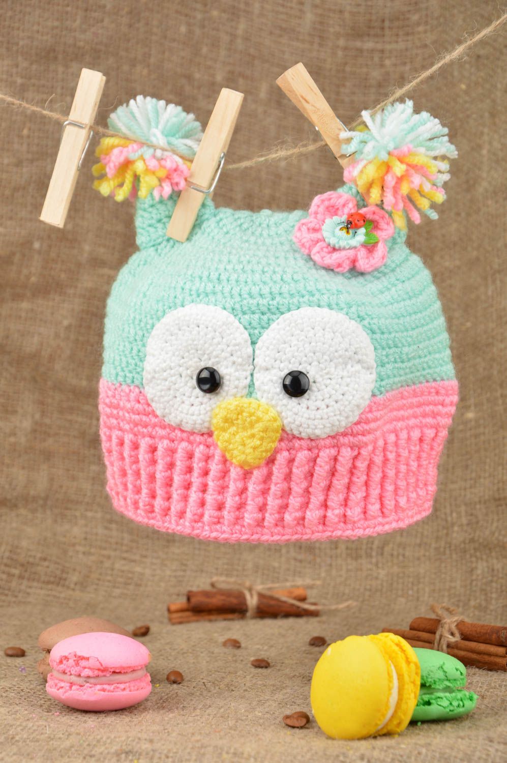 Handmade crocheted cap for kids stylish children accessory warm kids cap photo 1
