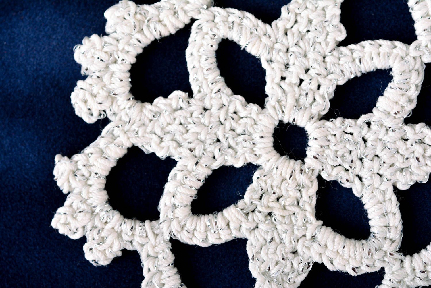 Handmade crocheted snowflake decorative white hanging textile Christmas toy photo 3
