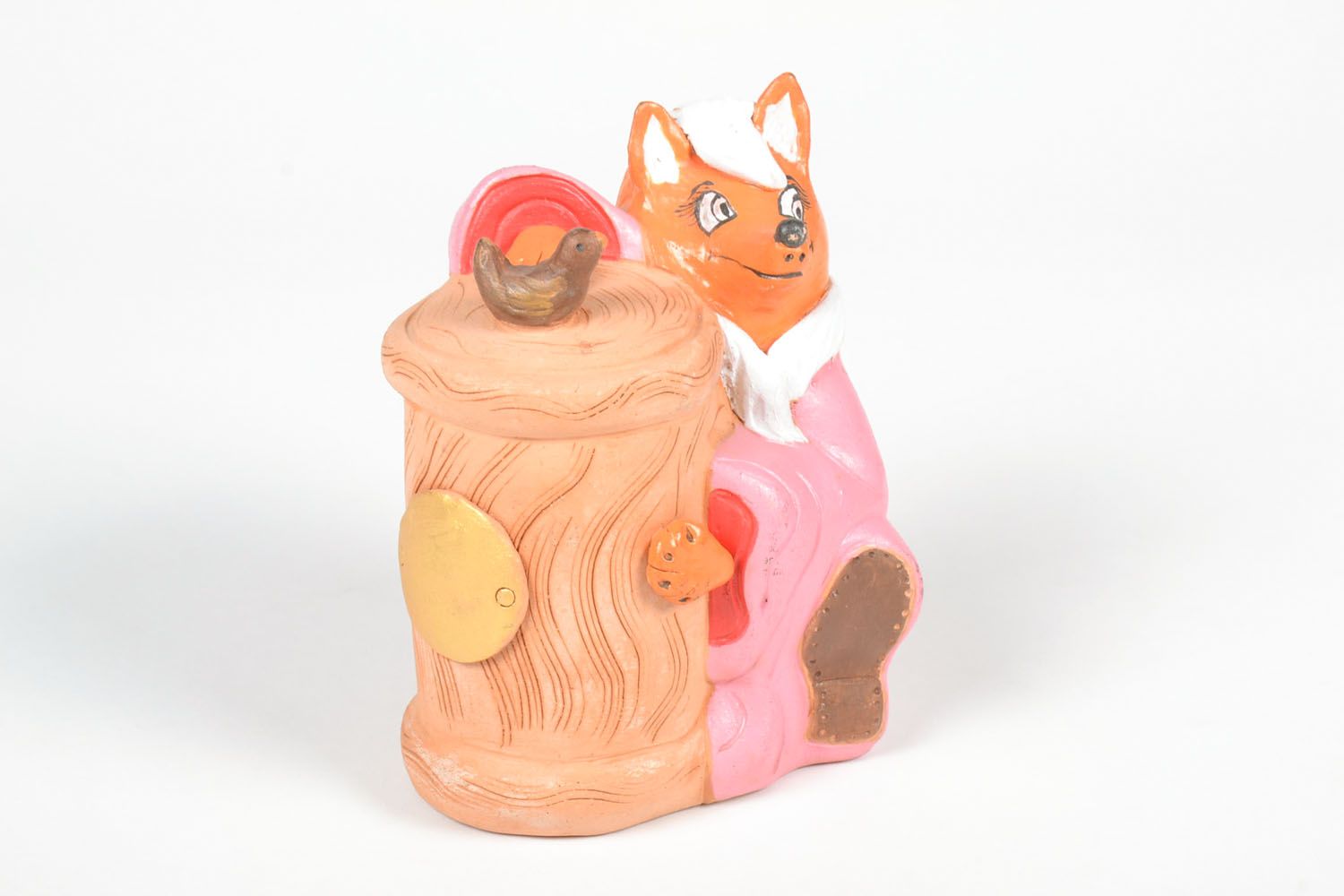 Clay money box in the shape of a little fox photo 2