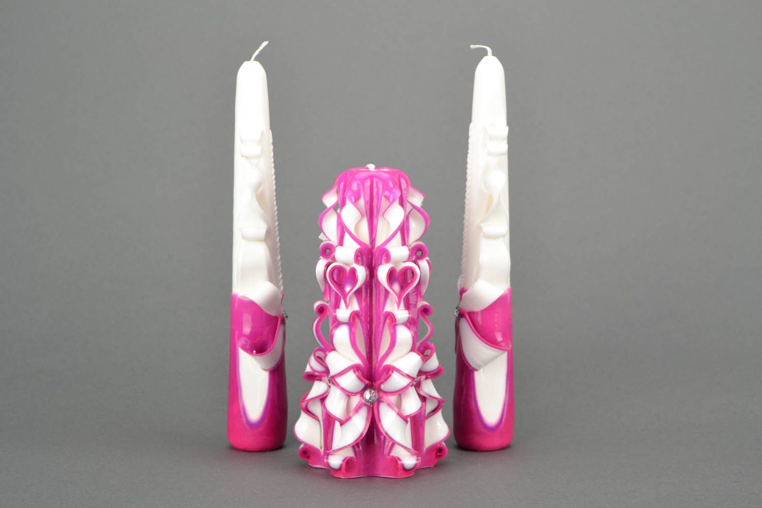 Homemade set of wedding candles photo 3