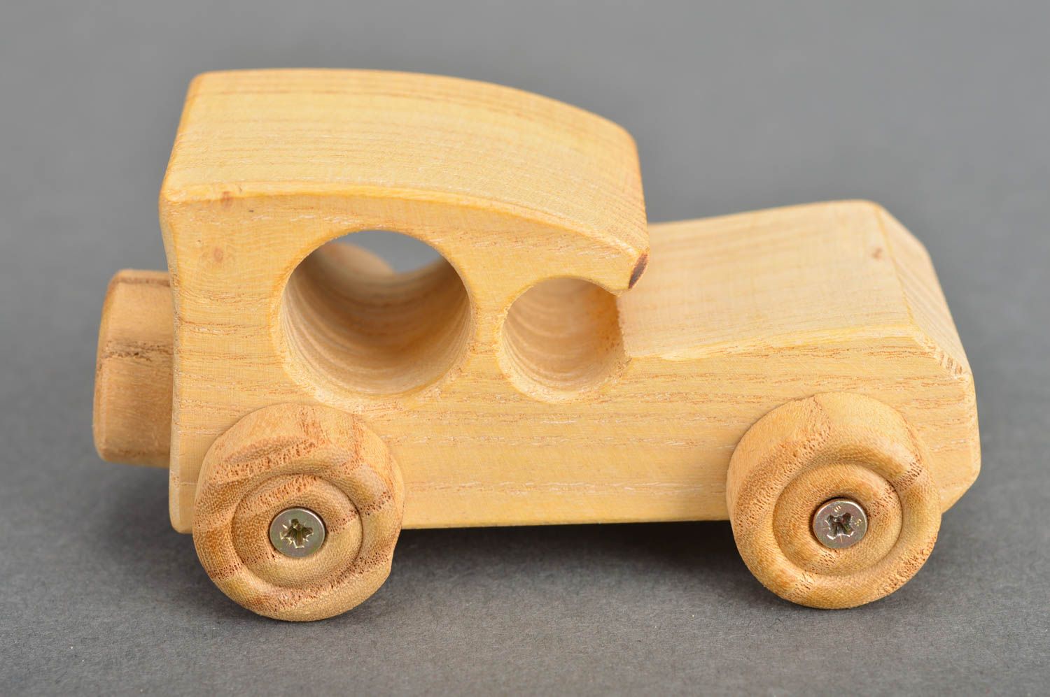 Zieh Spielzeug Holzauto öko rein handgemacht für Jungen klein beige originell foto 2