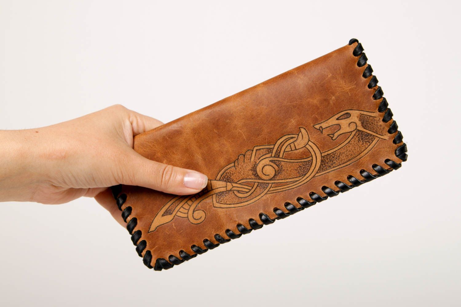Handmade leather goods leather wallet leather purse designer wallets cool gifts photo 2
