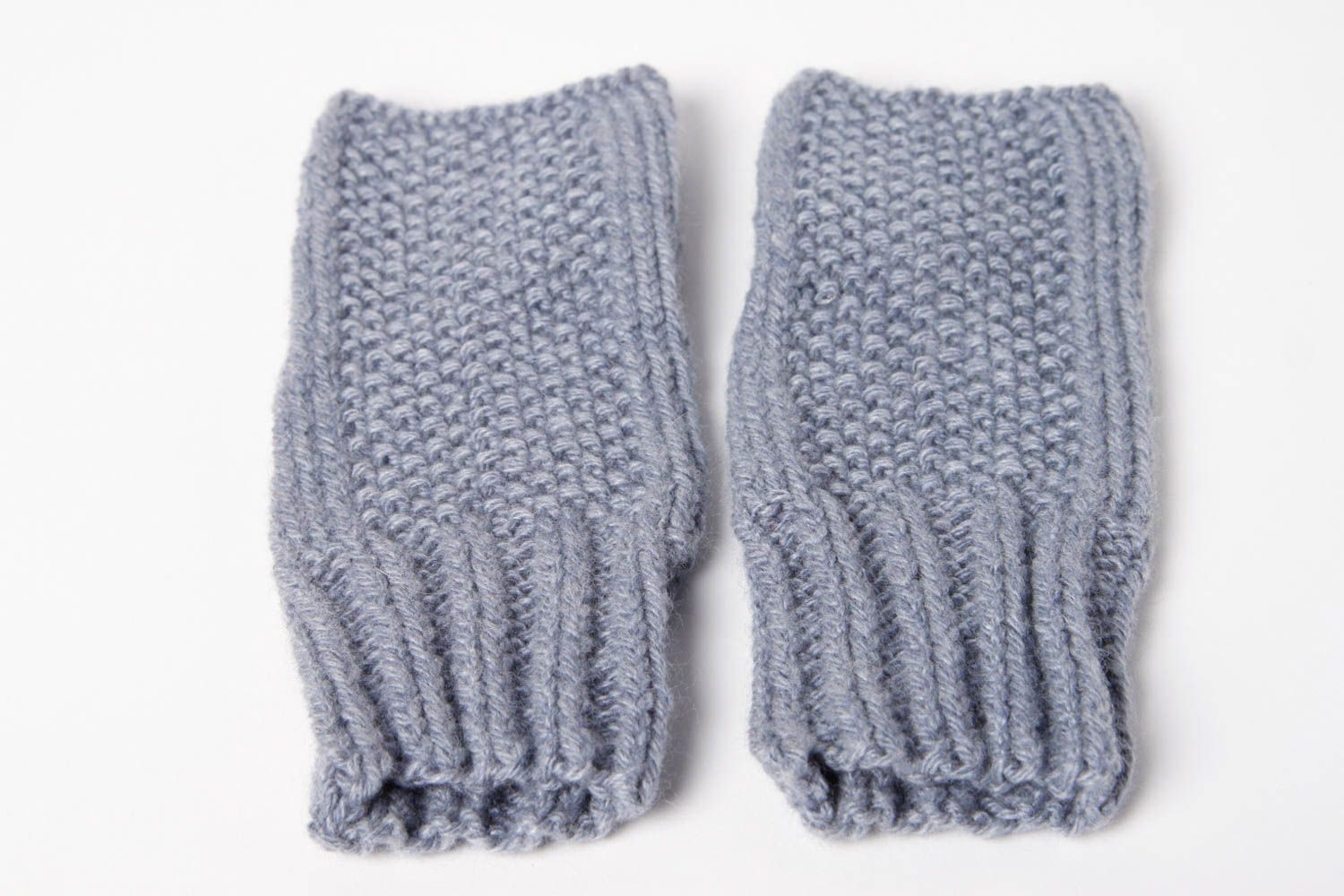Handmade graue Damen Stulpen Winter Accessoires Handschuhe ohne Finger  foto 8