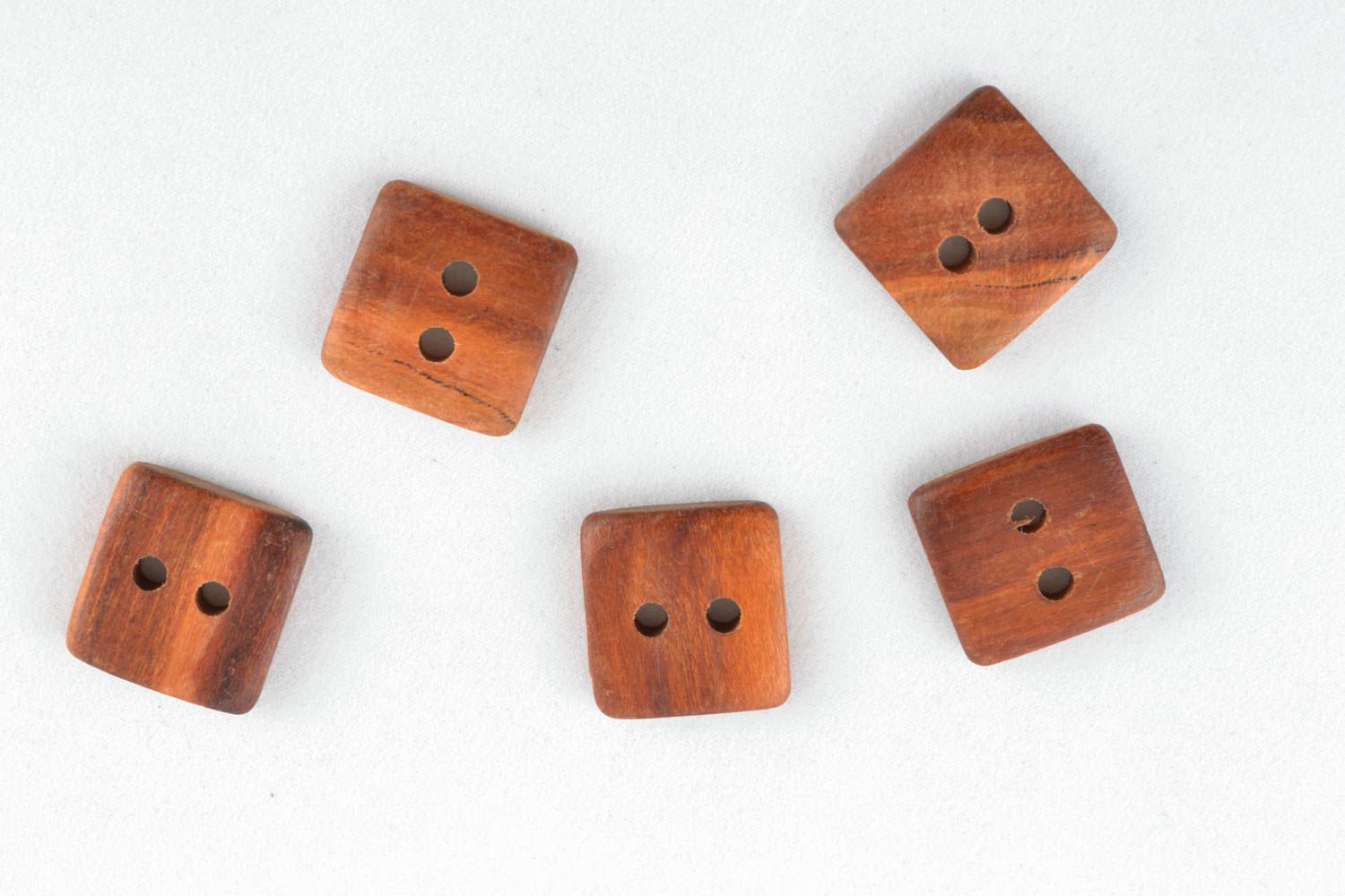 Ensemble de boutons en bois carrés faits main 5 pièces photo 2