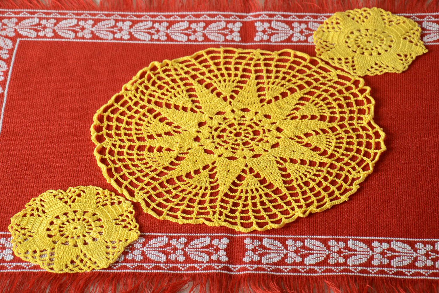 Servilletas pequeñas tejidas decoración para servir la mesa textil casero foto 1