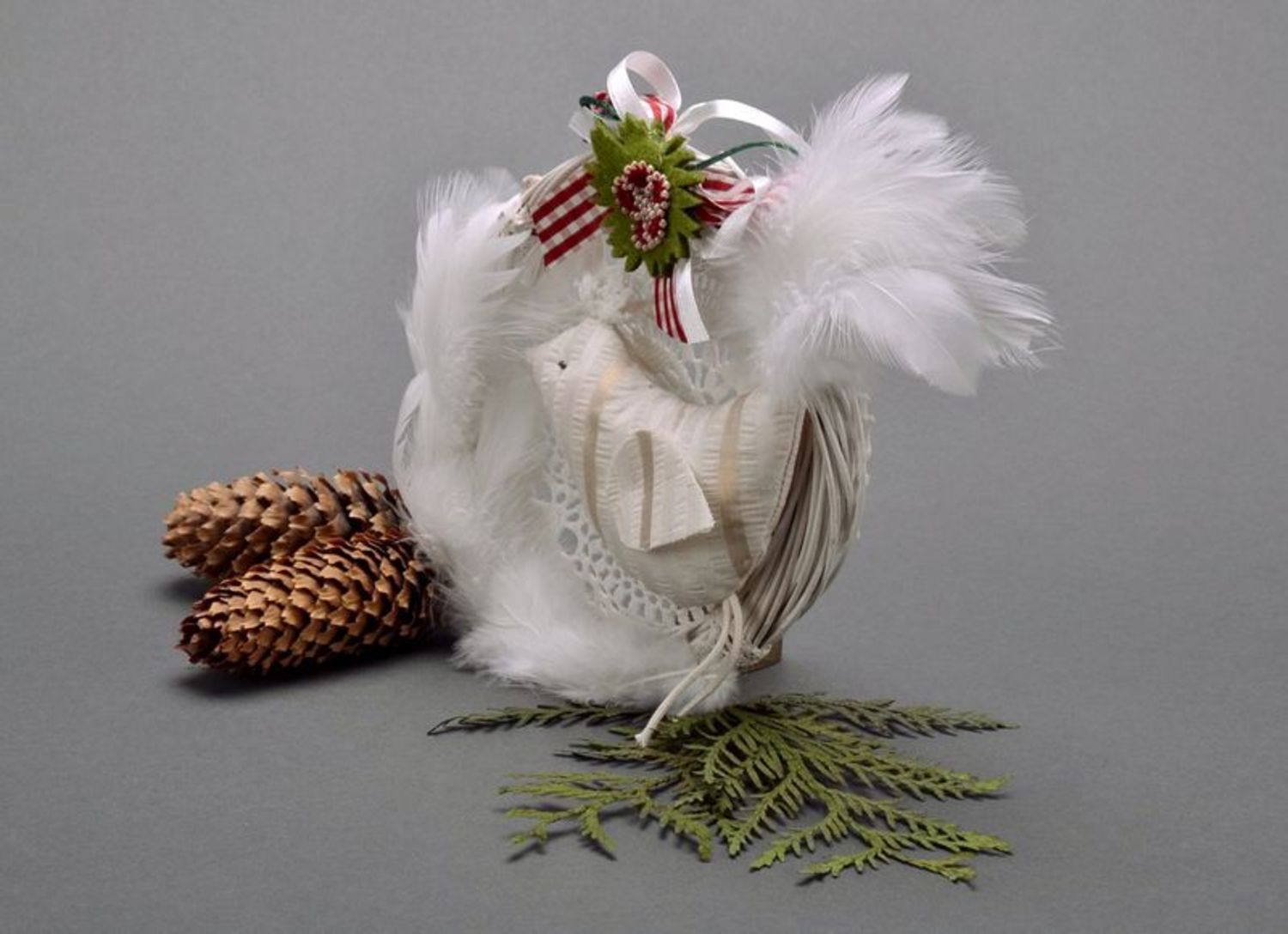 Suspension décorative faite main couronne avec oiseau photo 4