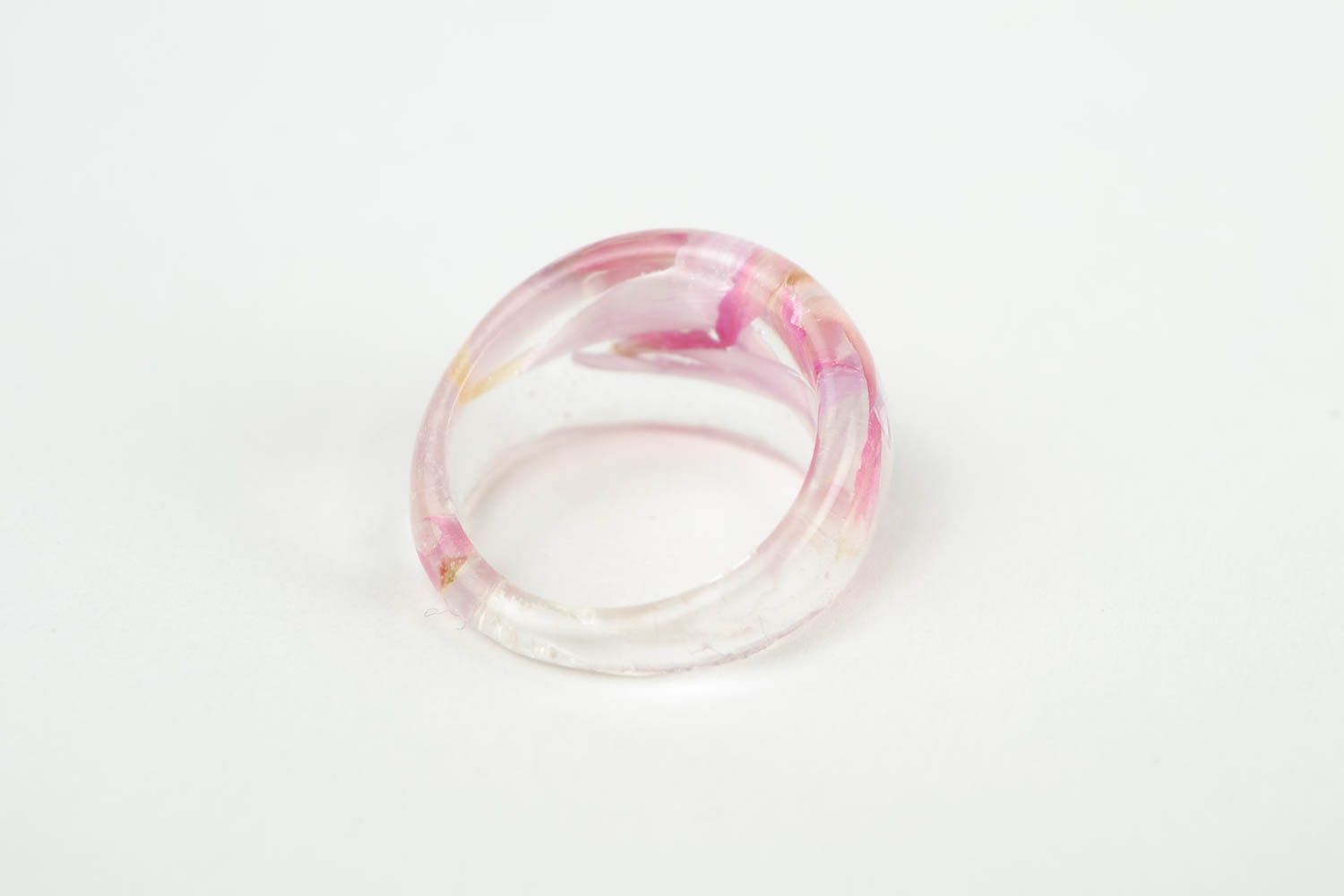 Кольцо ручной работы модное кольцо розовое нежное кольцо с цветами прозрачное фото 4