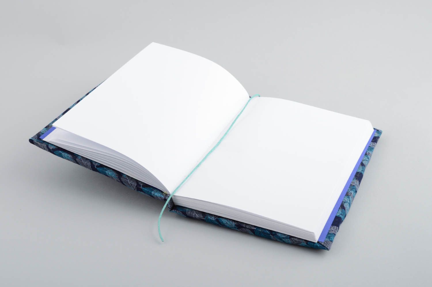 Handmade Notizbuch mit Print Stoff Hülle in Blau Geschenk für Frau originell foto 4