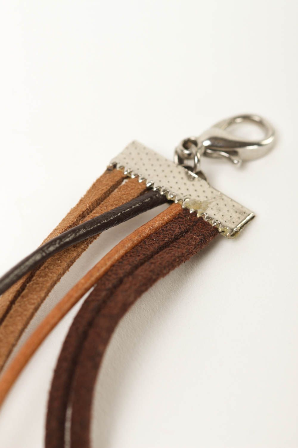 Bracelet marron Bijou fait main multirang cuir daim design Cadeau pour femme photo 3