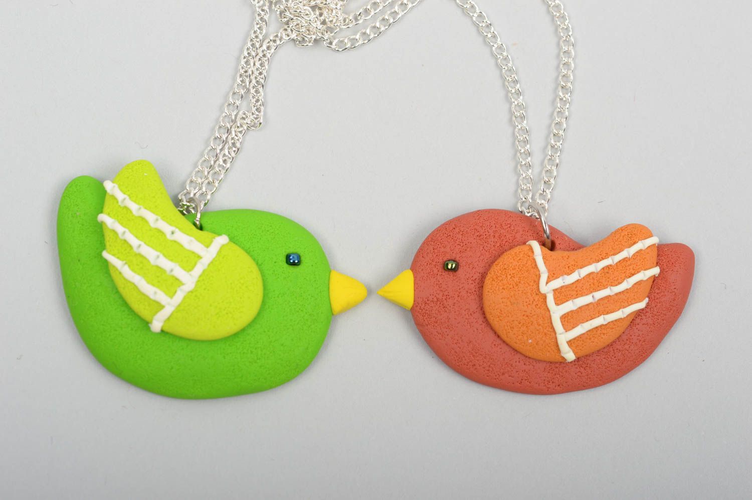 Handmade Anhänger Set Polymer Clay Schmuck Accessoires für Frauen 2 Stück Vögel foto 2