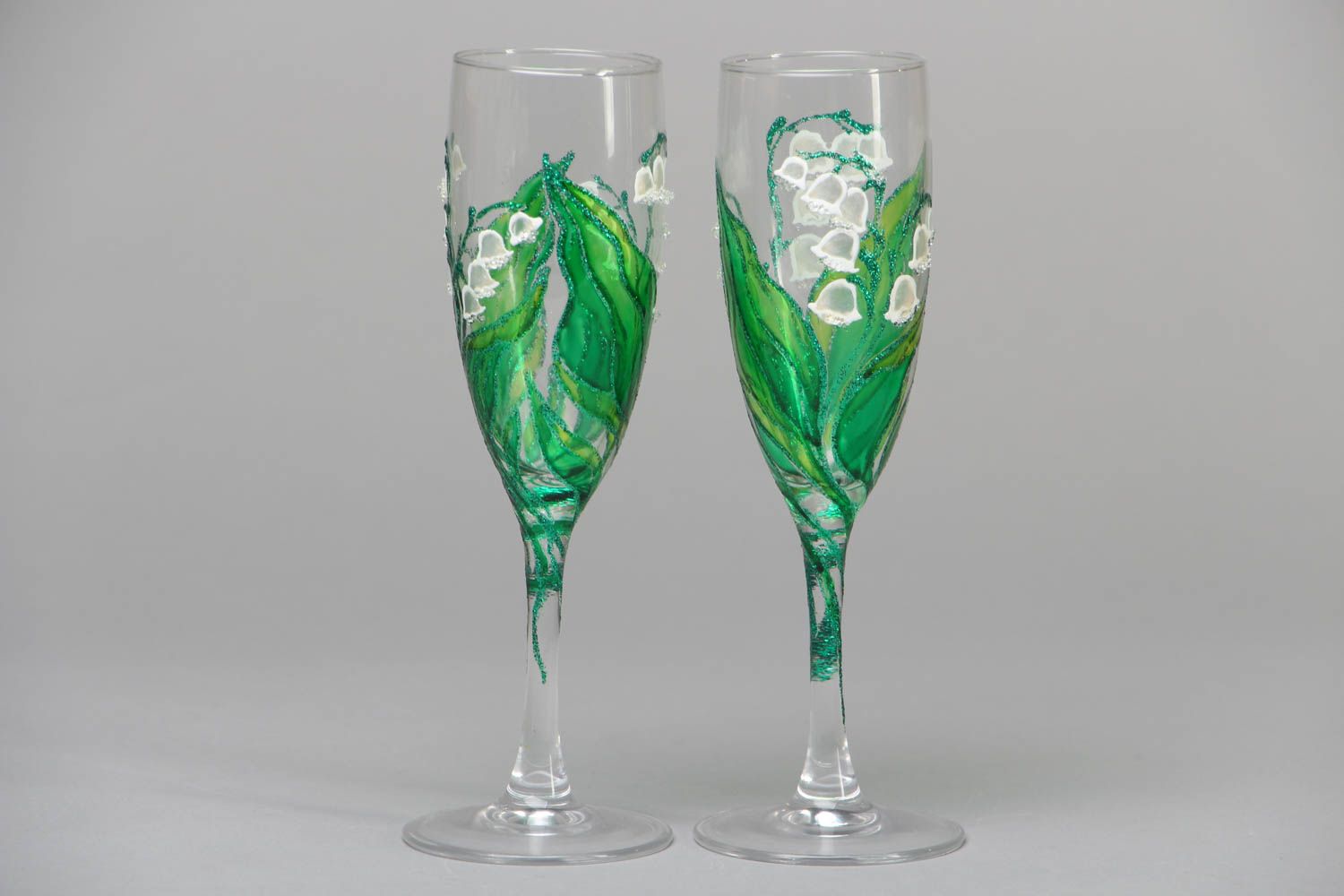 Handmade painted glasses 150 ml Lily-of-the-valley photo 1