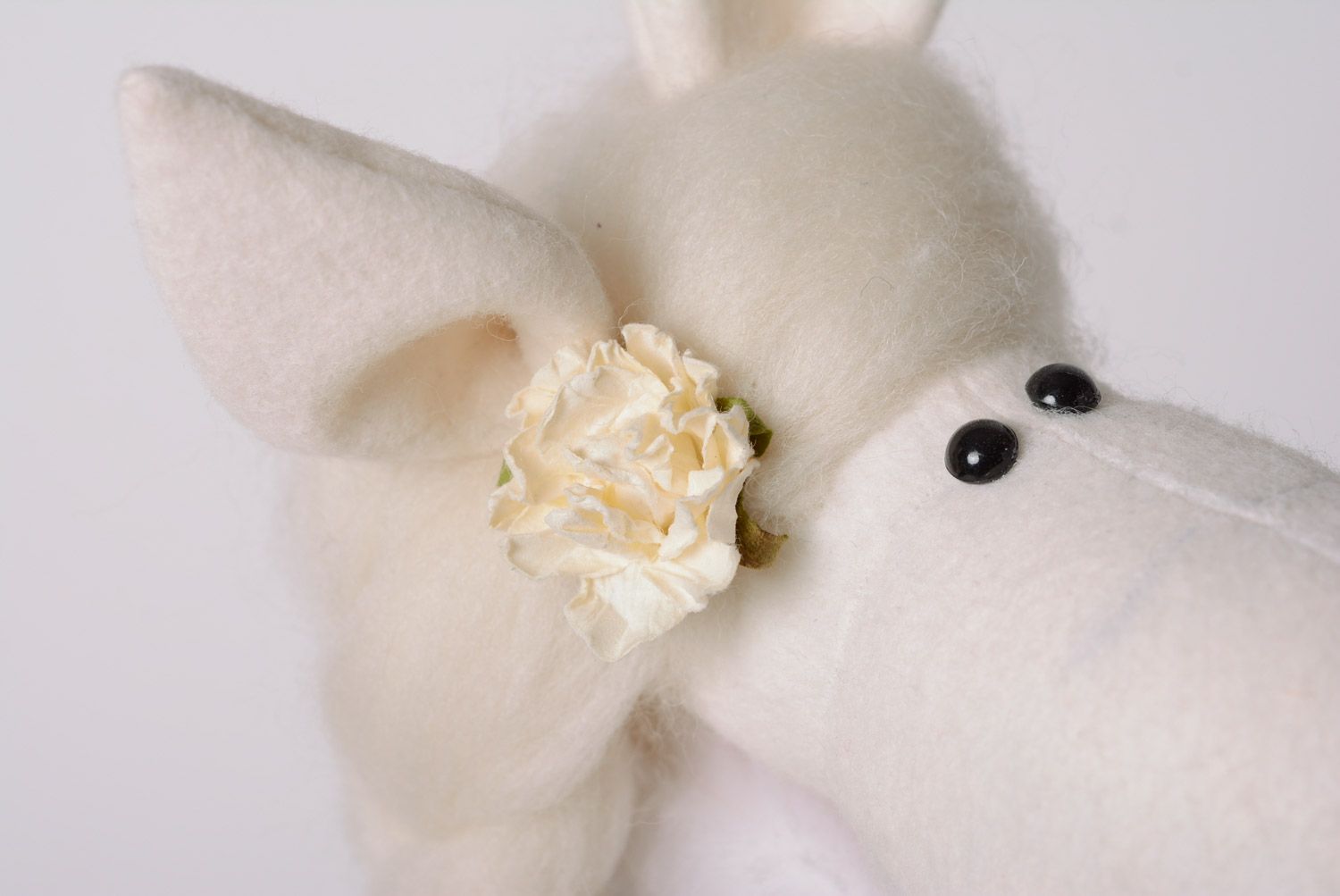 Funny handmade white fabric soft toy horse of small size photo 4
