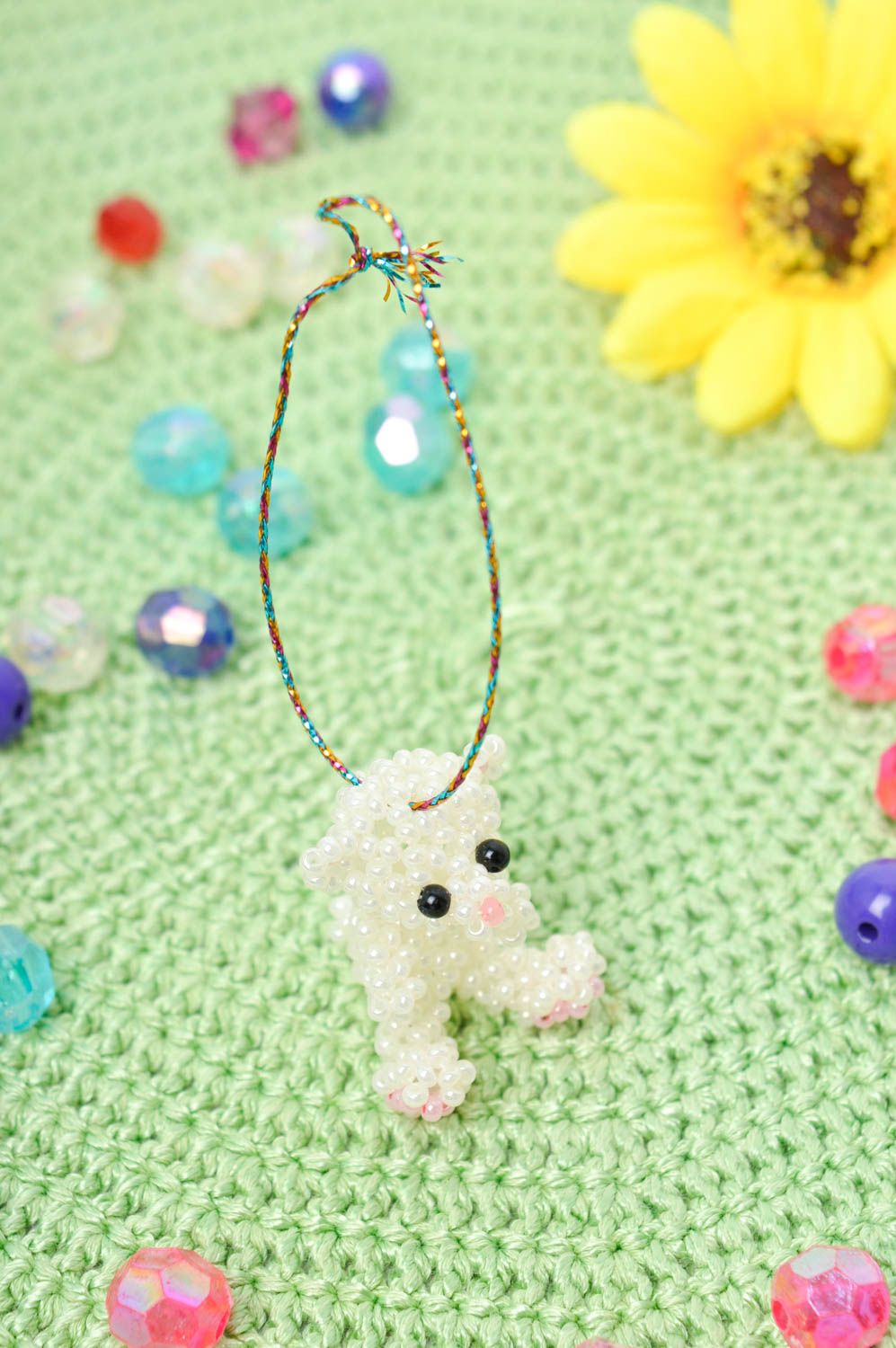 Handmade designer keychain cool keyrings funny gifts for kids bead weaving photo 1