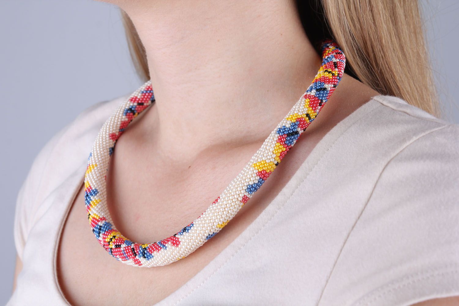 Elegant beaded cord necklace photo 5
