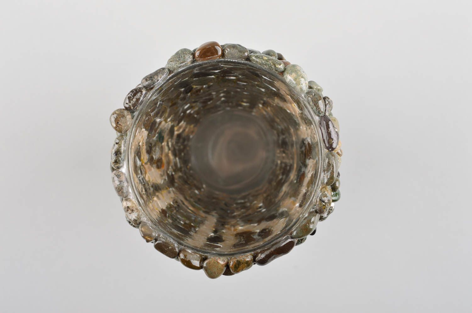 Красивый стакан ручной работы стеклянный стакан красивая посуда с камнями фото 4