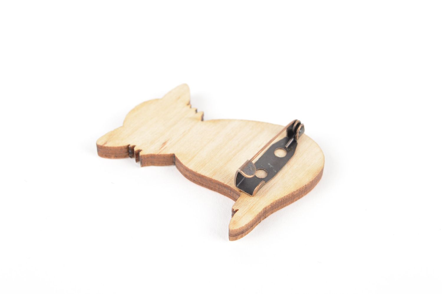 Handmade wooden designer brooch stylish fox brooch cute winter accessory photo 5