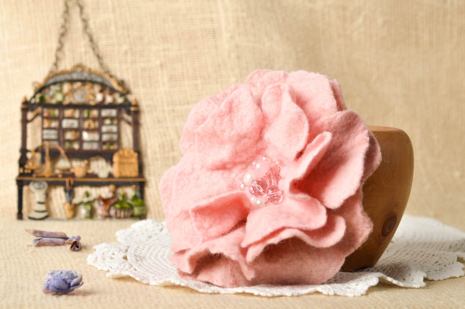 Handmade Brosche Modeschmuck Haarschmuck Blumen Geschenk für Frauen rosa elegant foto 1