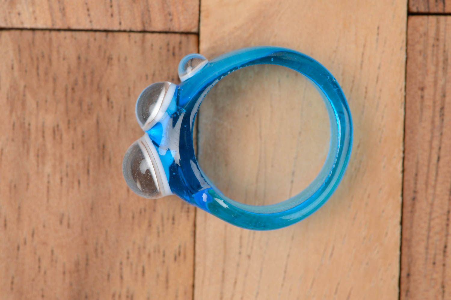 Handmade Ring aus Glas Damen Schmuck Accessoire für Frauen Glas Schmuck verziert foto 3