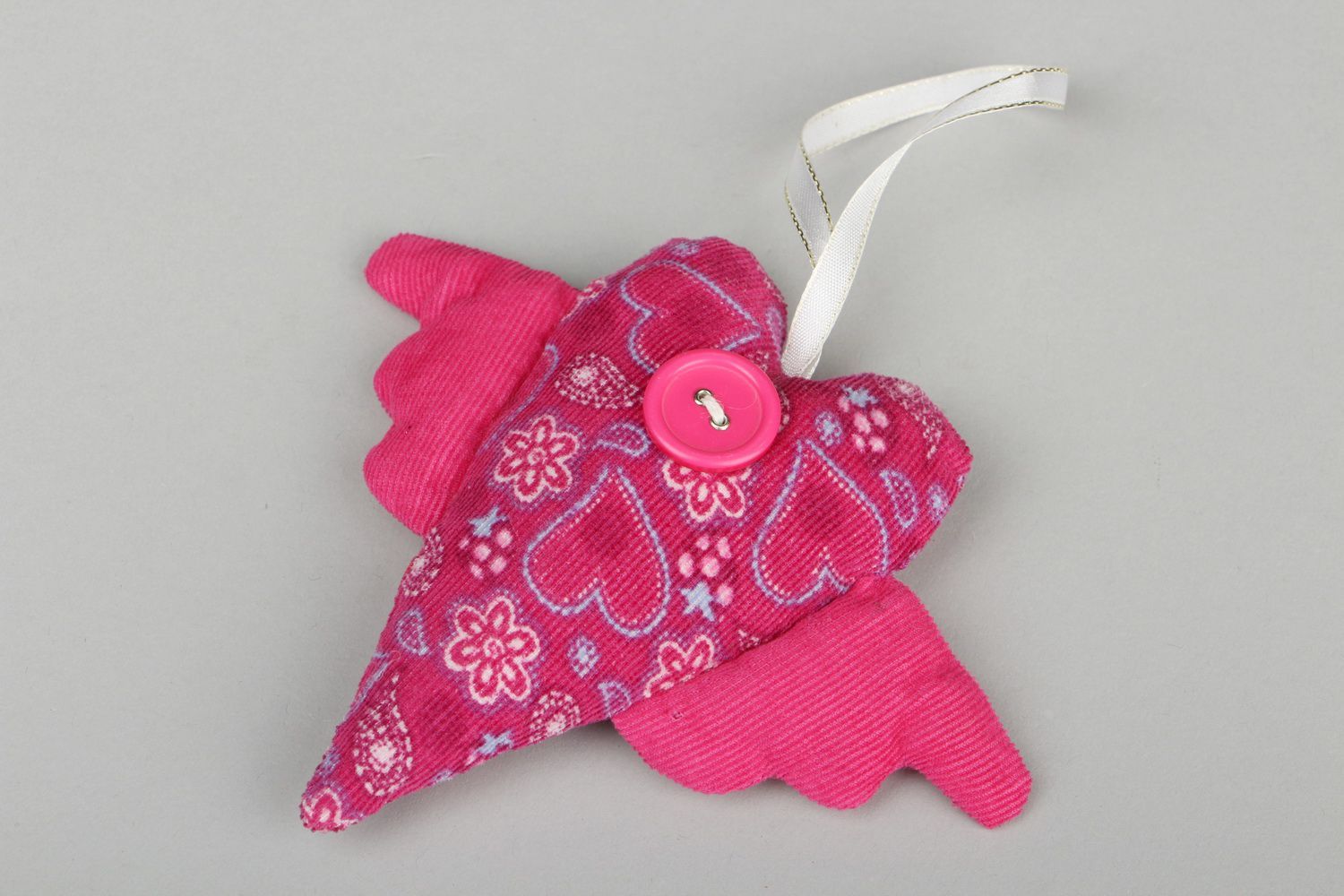 Soft fabric pendant Heart with wings photo 1