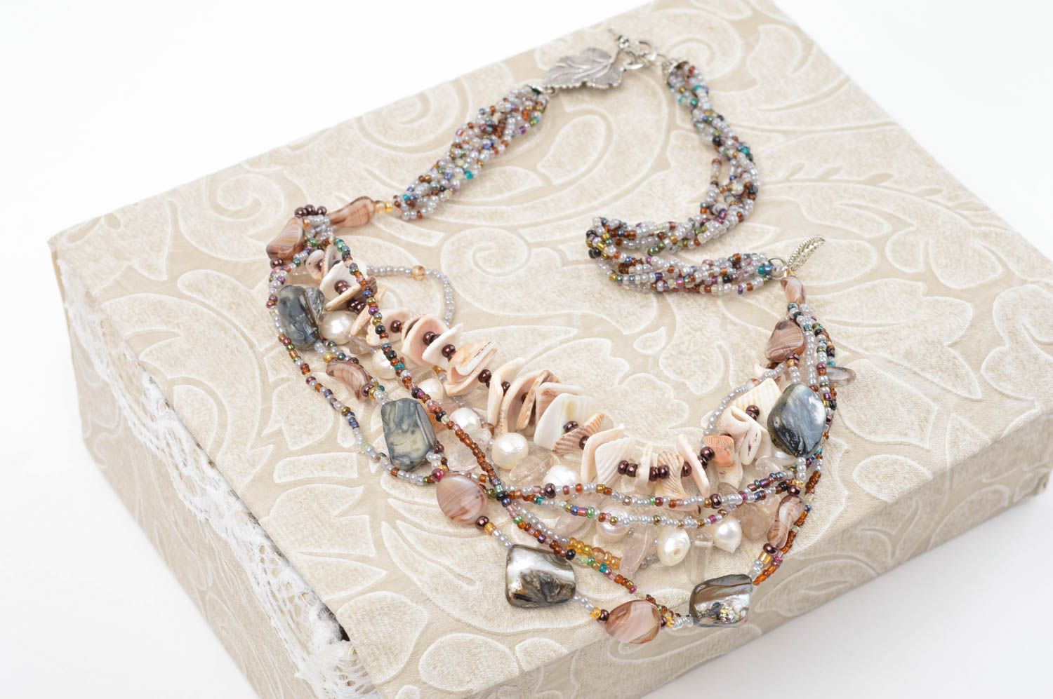 Collier perles de rocaille fait main Bijou femme multirangs Accessoire mode photo 1