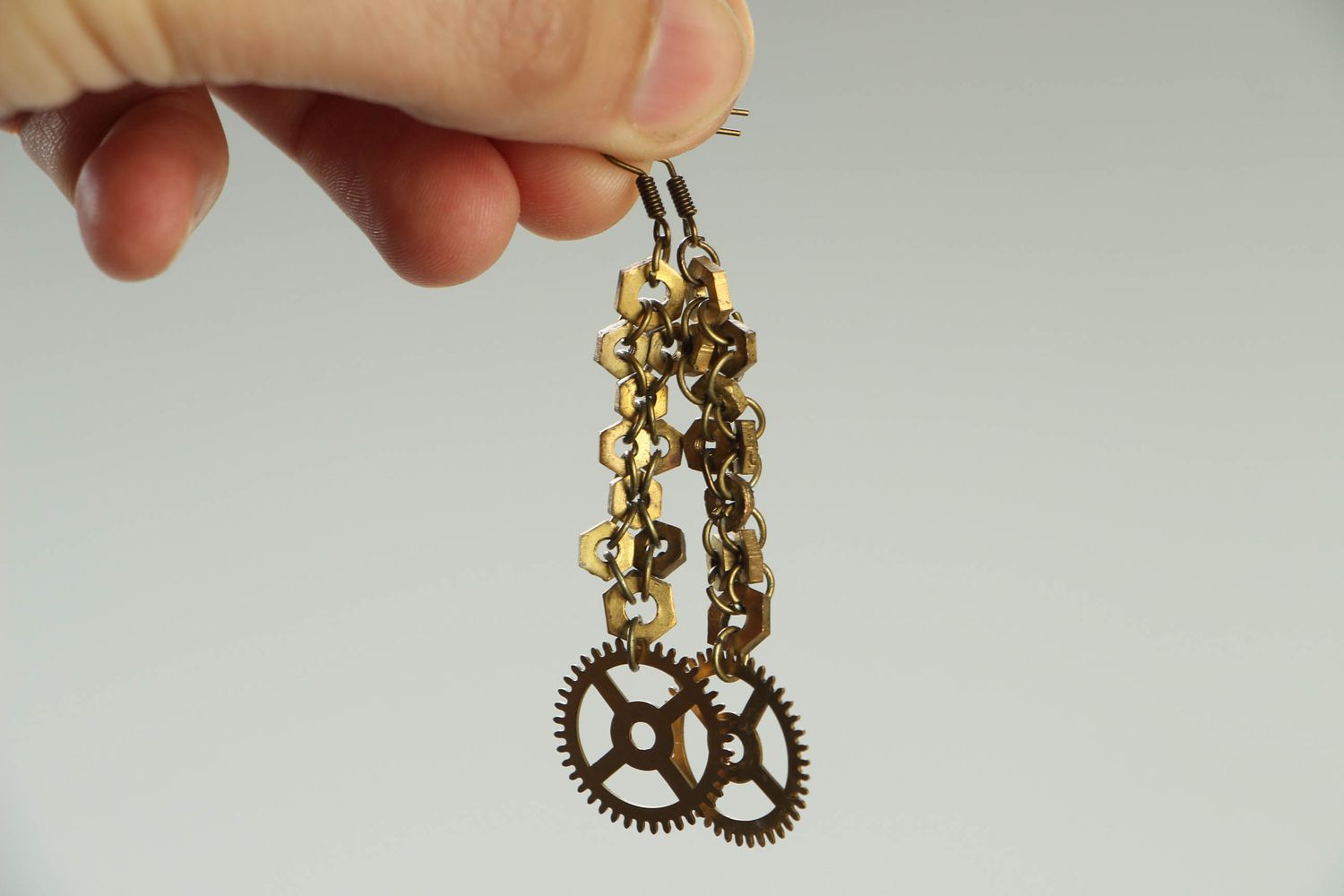 Handmade metal earrings in steampunk style photo 3