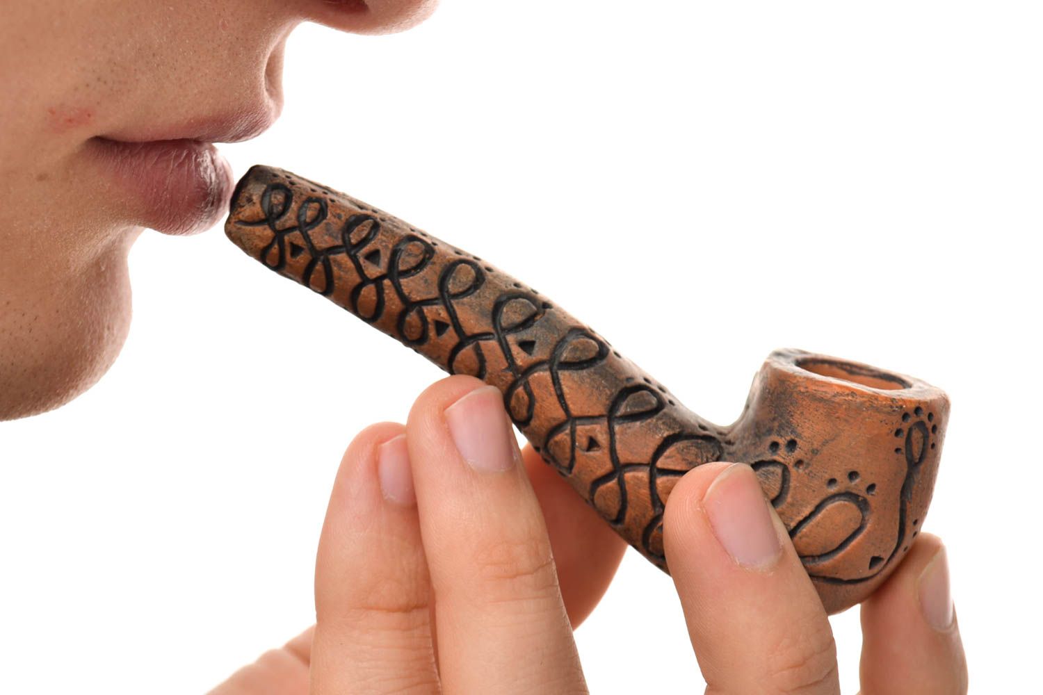 Handmade smoking pipe carved smoking accessories clay smoking pipe gift for man photo 1