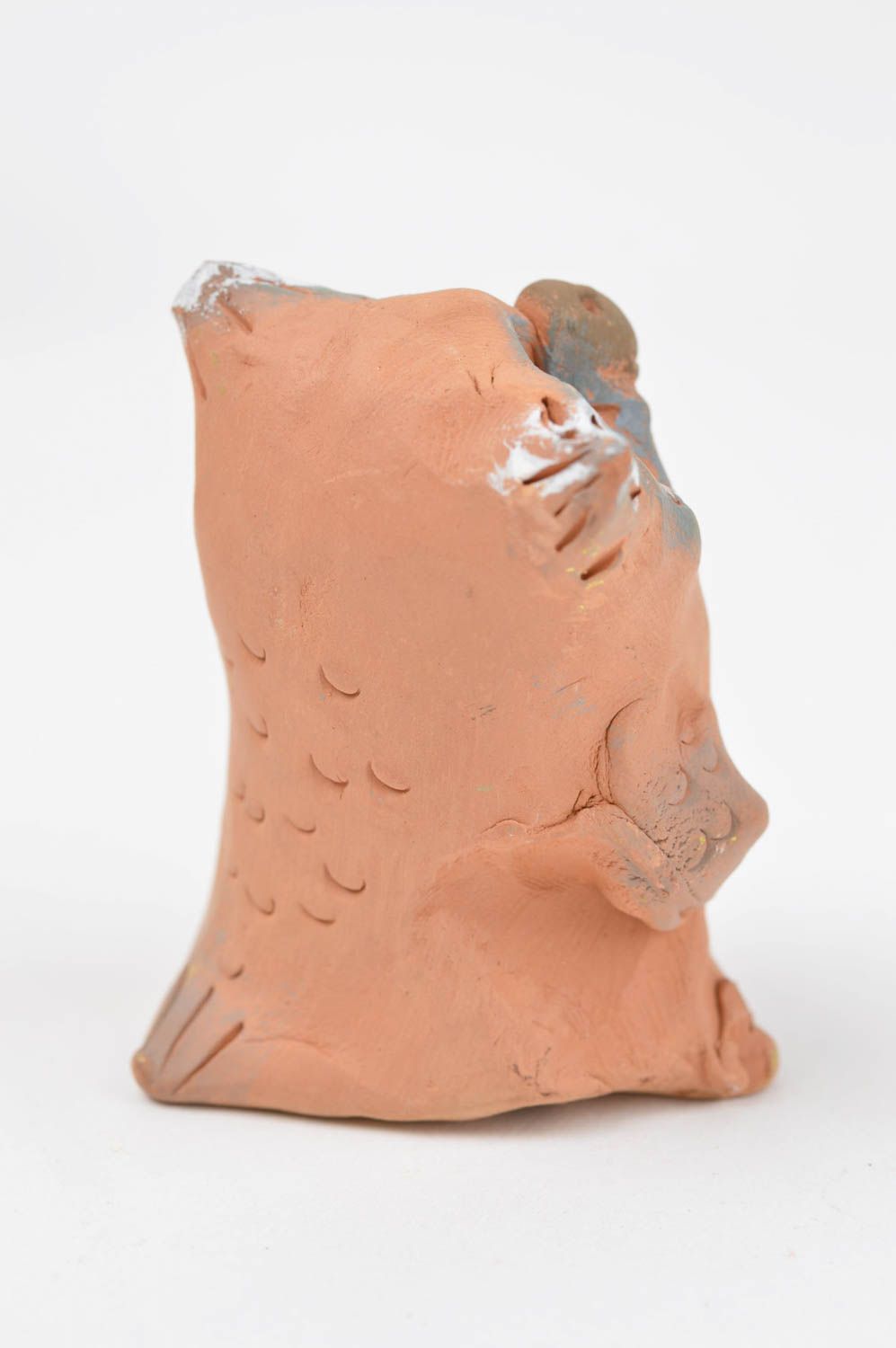 Статуэтка для декора ручной работы сова статуэтка животного фигурка из глины фото 4