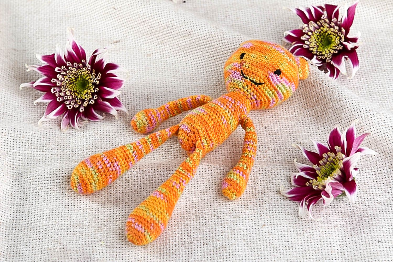 Handmade orange Kuscheltier Bär Stoff Spielzeug Geschenk für Mädchen klein foto 1