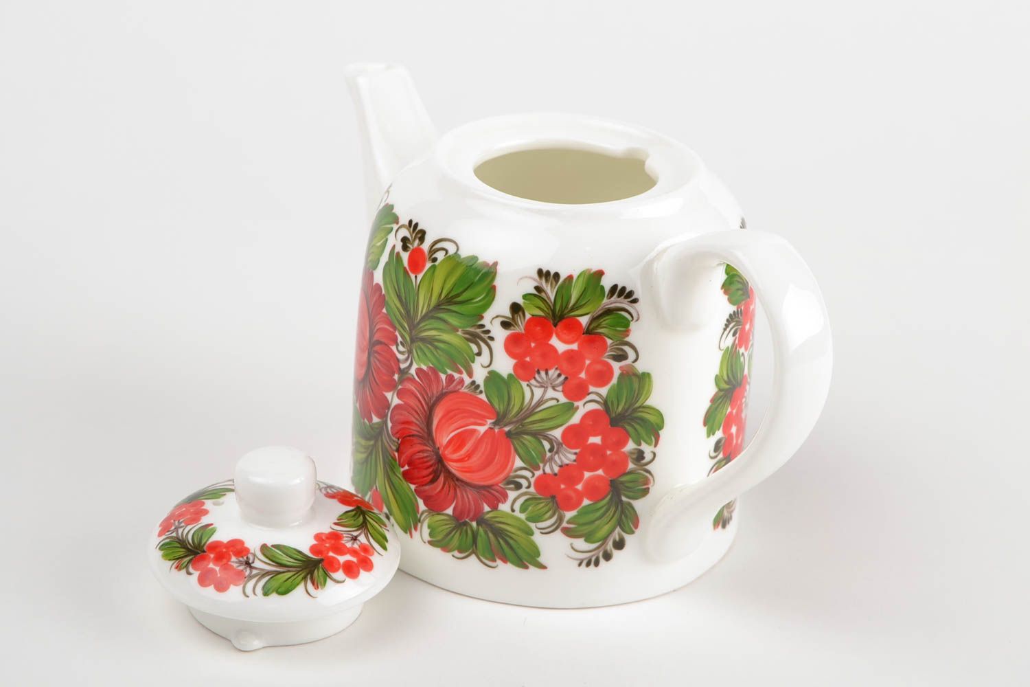 Teapot with Petrikov painting handmade bright tableware teapot 500 ml photo 5