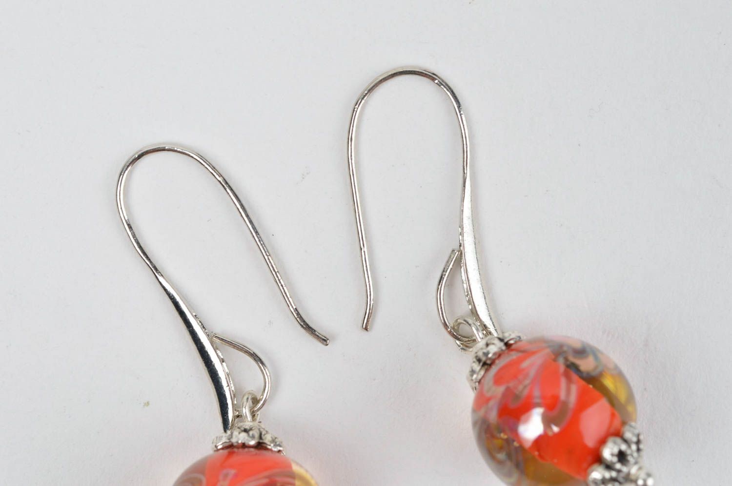 Handmade earrings with charms glass earrings lampwork accessories glass jewelry photo 4