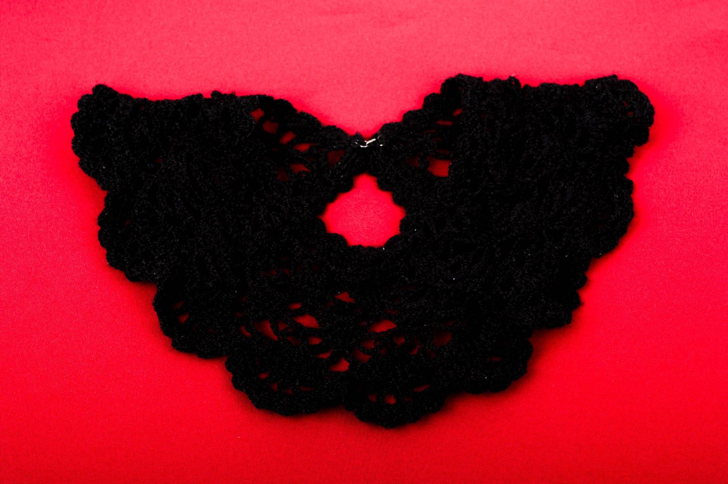 Unusual neck collar handmade black accessories crocheted stylish present photo 1