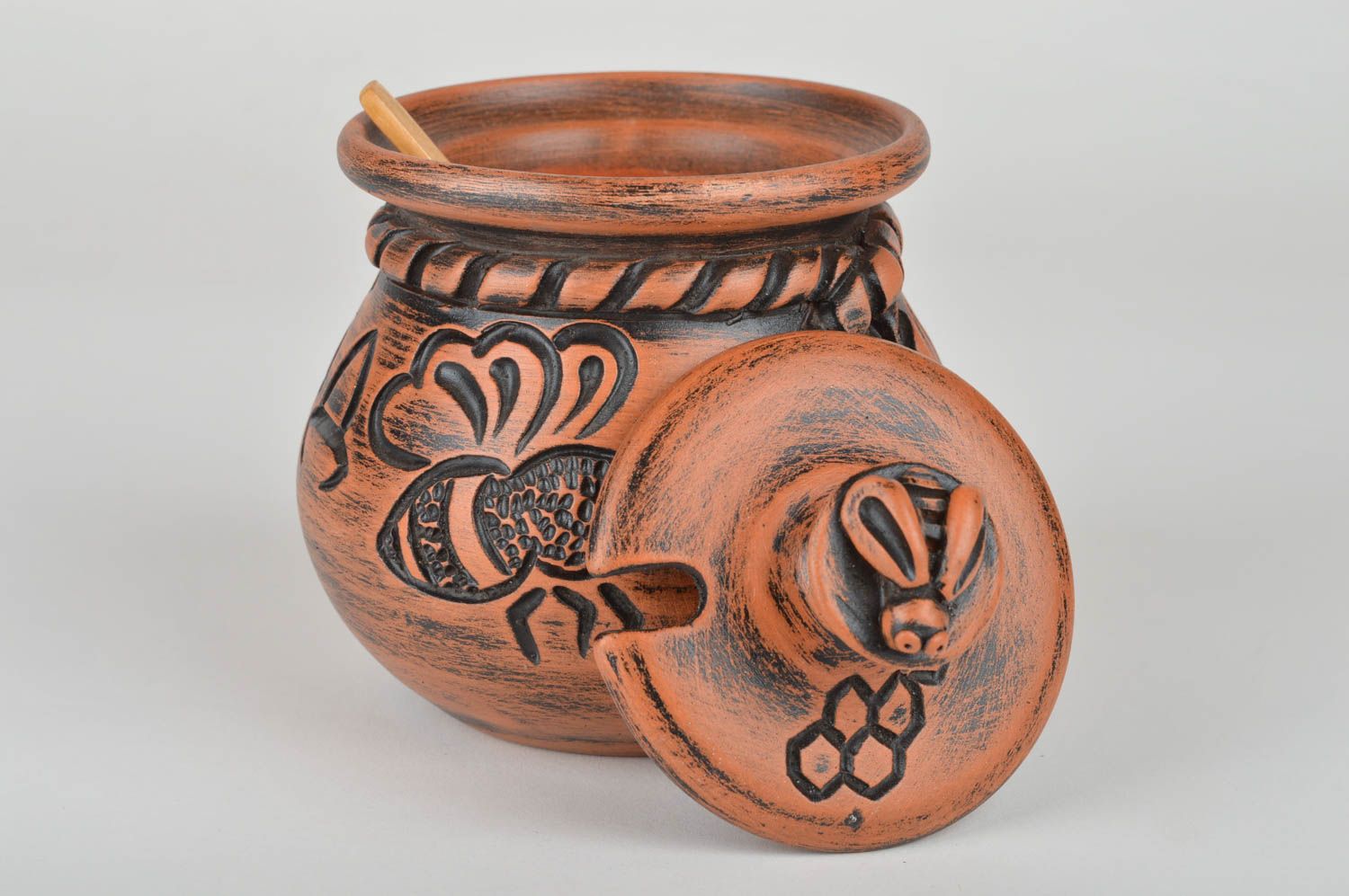 Kitchen decor handmade ceramic pot with lid clay pots decorative pottery photo 2