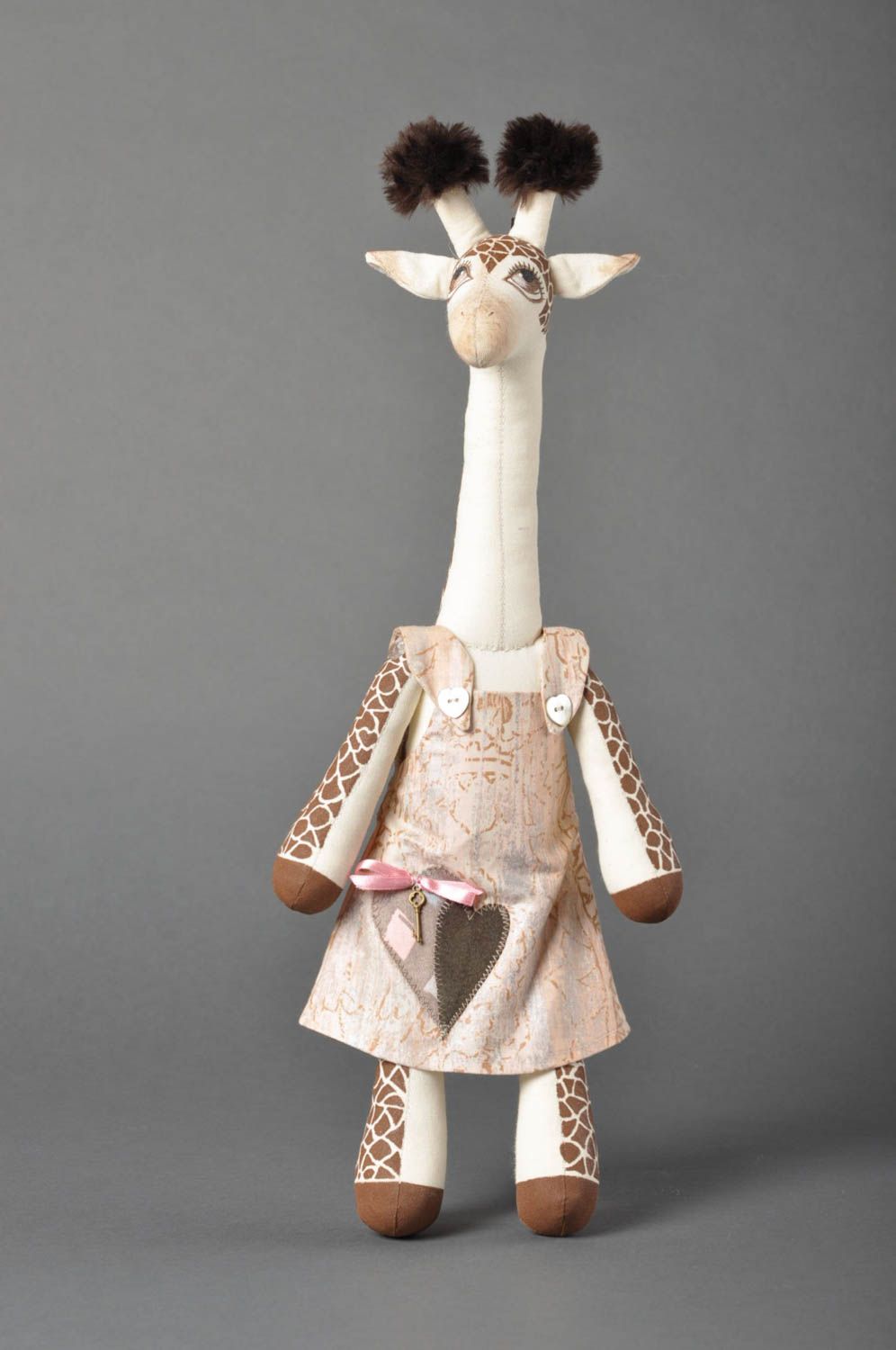 Jouet fait main Peluche en tissu girafe en coton design Cadeau original photo 1