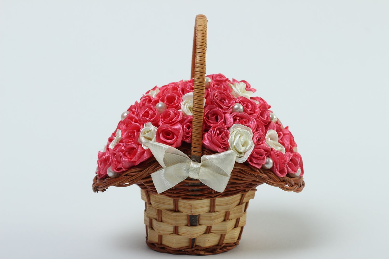 Bouquet décoratif fait main Déco maison Cadeau original roses panier design photo 2