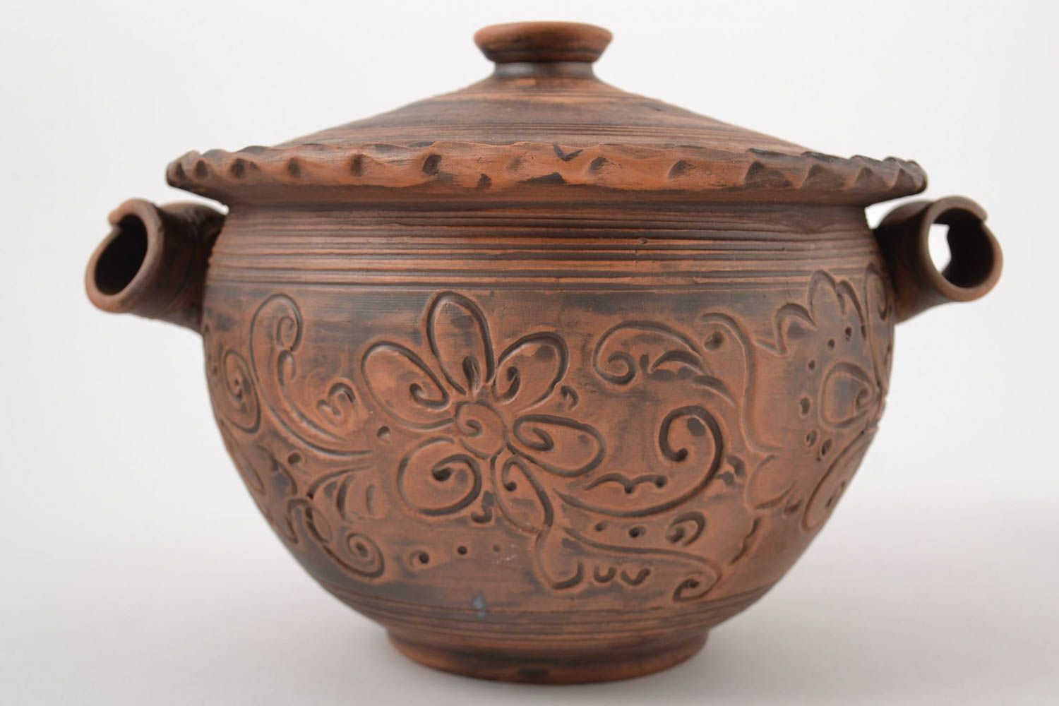 Topf aus Ton handgefertigt Deko für Küche originell Keramik Geschirr interessant foto 3