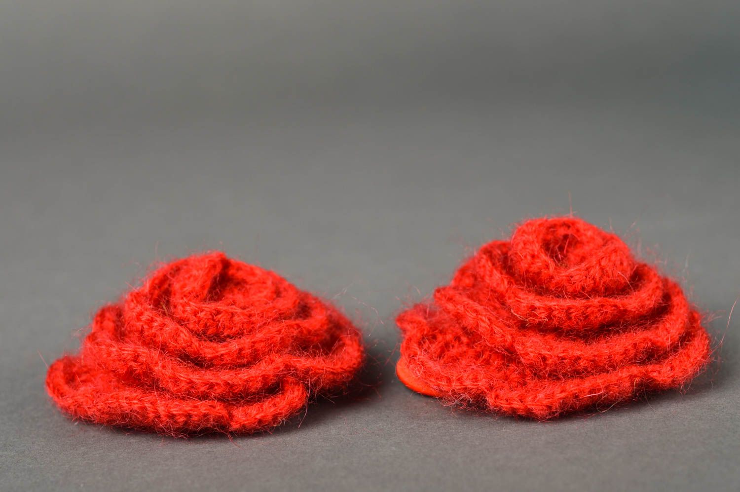 Elastici per capelli con fiori di lana fatti a mano due elastici a maglia
 foto 5