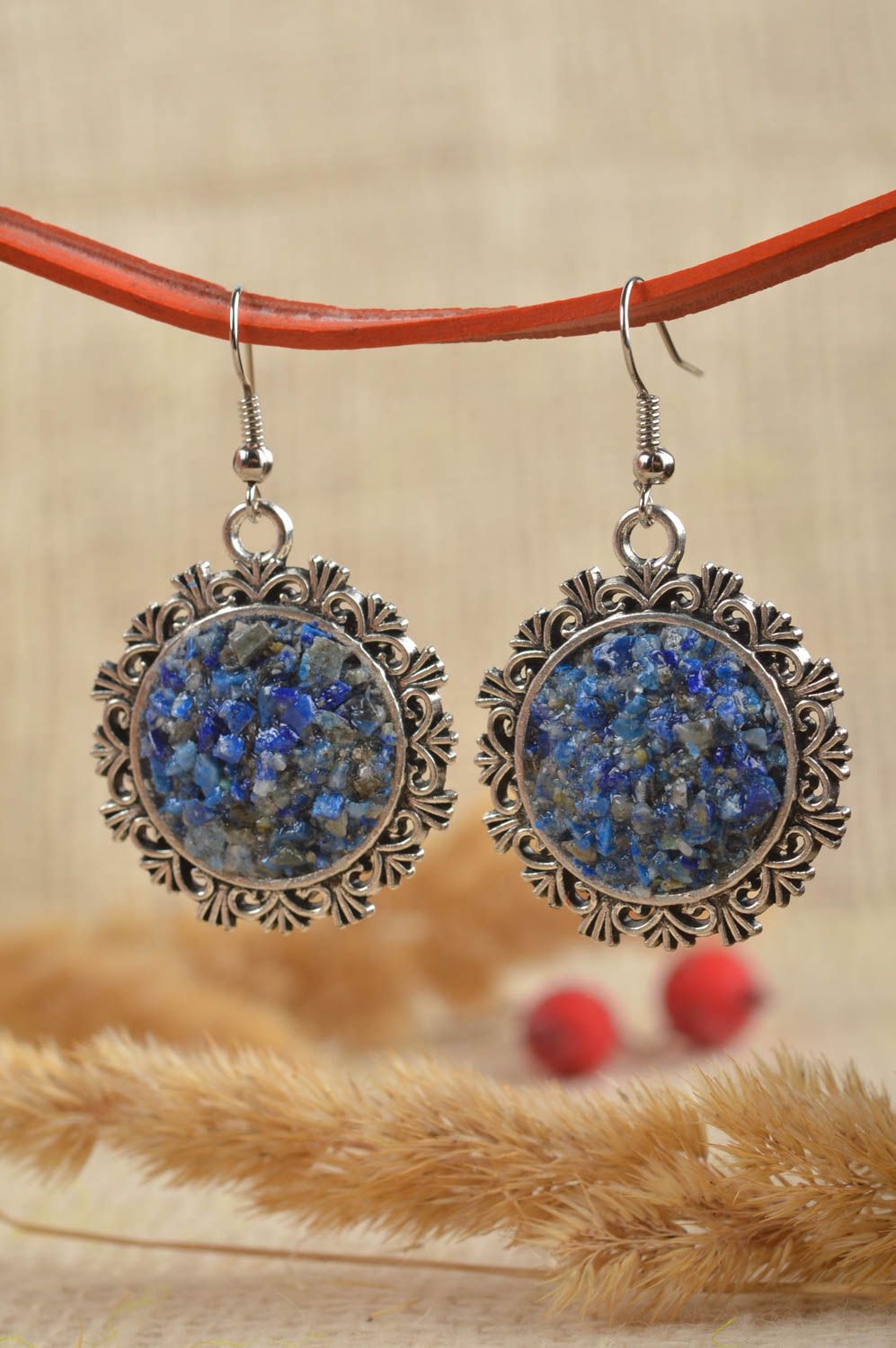 Earrings with charms handmade natural stone earrings elegant jewelry photo 1