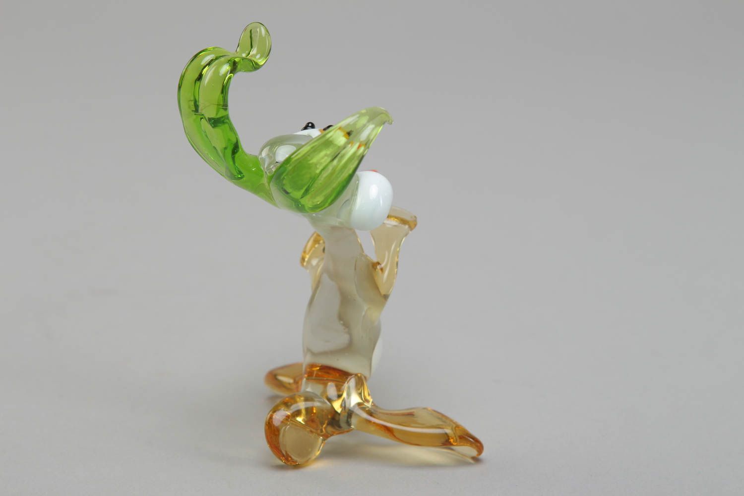 Figurine miniature en verre au chalumeau multicolore faite main Lièvre et fleur photo 3
